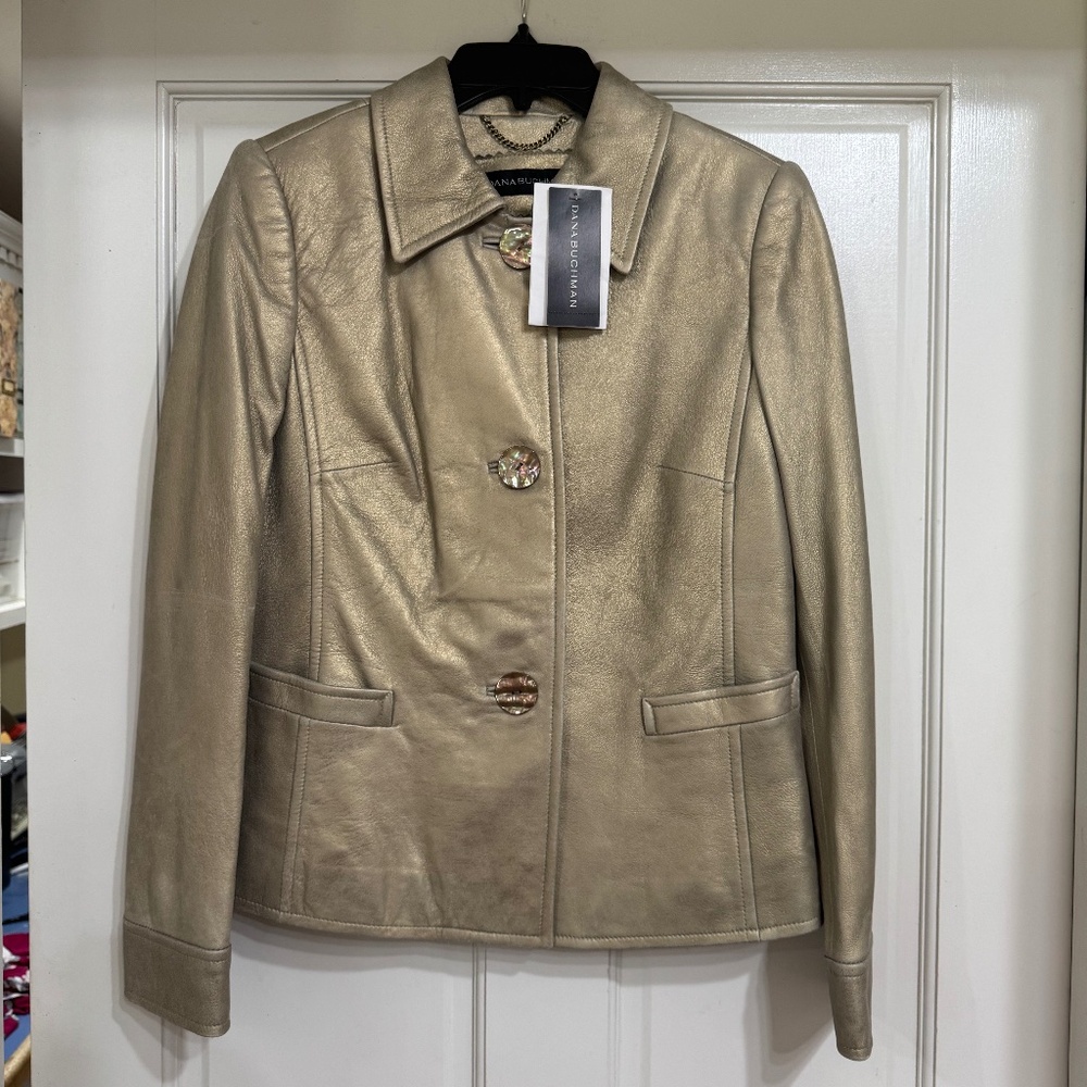 New with Tags Dana Buchman Distressed Gold Leather sz S